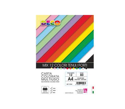 Busta carta - A4 - 80 gr - colori assortiti - 12 fogli - Deco - 12506 - 8004957125061 - DMwebShop