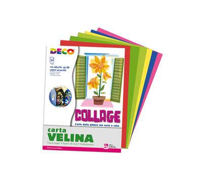 Carta velina - 50 x 76 cm - assortimento 5 colori - busta 25 fogli - Deco - 05406 - 8004957054064 - DMwebShop