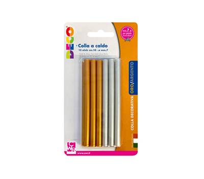 Colle stick per pistole oro e argento diametro 7mm lunghezza 10 cm Deco 13034 - 30138