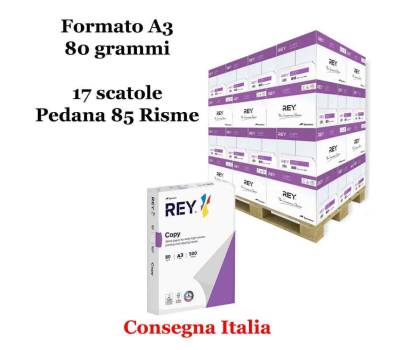 Carta bianca per stampanti ad alta velocita' -  A3 - 80 gr - Scatole da 5 risme - pallet da 17 scatole - 85 Risme - Rey Copy - REYA380-85 - DMwebShop