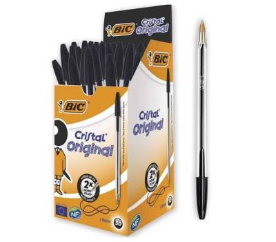 Penna a Sfera Bic Cristal Nera punta media 1 mm Confezione 50 Pezzi 8373639 | DMwebShop - 2