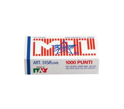 Punti - 515/8 - 24/8 - acciaio naturale - metallo - scatola da 1000 pezzi - conf. 10 pezzi - Zenith - 0305151801 - 8009613558016 - DMwebShop Punti - 515/8 - 24/8 - acciaio naturale - metallo - scatola da 1000 pezzi - conf. 10 pezzi - Zenith - 0305151801 - 8009613558016 - DMwebShop