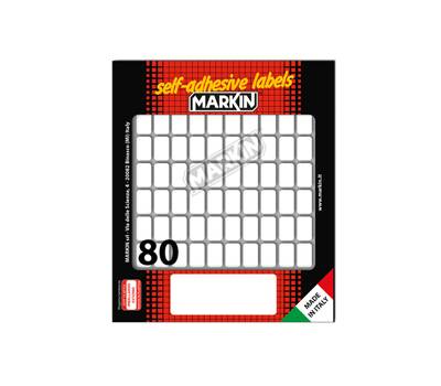 Etichetta adesiva permanente rettangolare - 16 x 10 mm - 80 etich. per foglio - 10 fogli per busta - bianco - conf. 25 pezzi Markin - 10012 - 31075A - DMwebShop