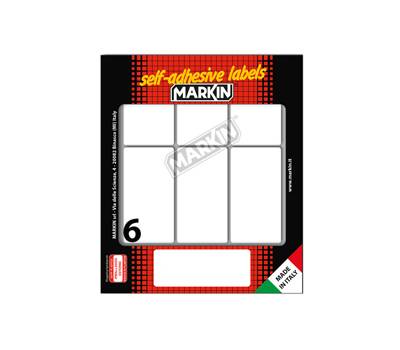 Etichetta adesiva permanente rettangolare - 70 x 37 mm - 6 etich. per foglio - 10 fogli per busta - bianco - conf. 25 pezzi - Markin - 10046 - 8007047037701 - DMwebShop