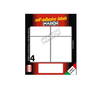 Etichetta adesiva permanente rettangolare - 70 x 56 mm - 4 etich. per foglio - 10 fogli per busta - bianco - conf. 25 pezzi - Markin - 10047 - 8007047037763 - DMwebShop