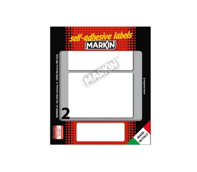 Etichetta adesiva permanente rettangolare - 95 x 66 mm - 2 etich. per foglio - 10 fogli per busta - bianco - conf. 25 pezzi Markin - X10050 - 8007047037947 - DMwebShop