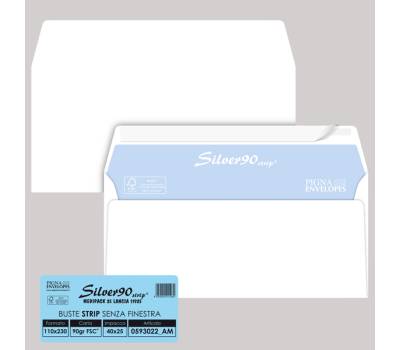 Busta silver90 strip FSC - bianca - internografata - senza finestra - 110 x 230 mm - 90 gr - conf. 25 pezzi - Pigna - 0593022AM - 8059020921057 - DMwebShop