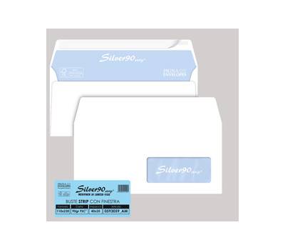 Busta silver90 strip FSC - bianca - internografata - con finestra - 110 x 230 mm - 90 gr - conf. 25 pezzi - Pigna - 0593059AM - 8059020921088 - DMwebShop