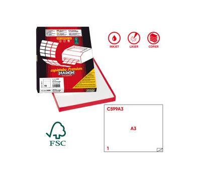 Etichetta adesiva C599 - carta - permanente - 420 x 297 mm - 1 etichetta per foglio - bianco - scatola 100 fogli A3 - Markin - X214C599A3 - 8007047035080 - DMwebShop Etichetta adesiva C599 - carta - permanente - 420 x 297 mm - 1 etichetta per foglio - bianco - scatola 100 fogli A3 - Markin - X214C599A3 - 8007047035080 - DMwebShop