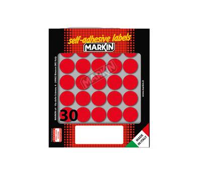 Etichette adesive tonde - in carta - permanenti - diametro 22 mm - 30 etichette per foglio - 10 fogli - rosso - Markin - 10007RO - 8007047035400 - DMwebShop