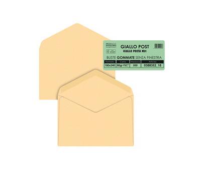 Busta Giallo Postale - gommata - giallo - carta riciclata FSC - 18 x 24 cm - 80 gr - conf. 500 pezzi - Pigna - 038835218 - 8006873109576 - DMwebShop