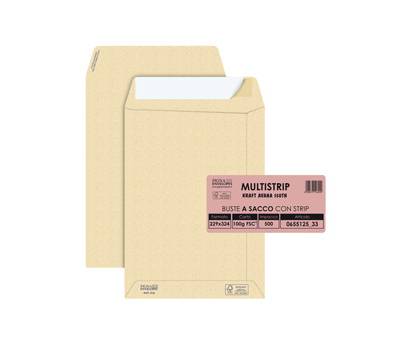 Busta a sacco Multi Strip - avana - carta riciclata FSC - strip adesivo - 23 x 33 cm - 100 gr - conf. 500 pezzi - Pigna - 065512533 - 8006873106209 - DMwebShop