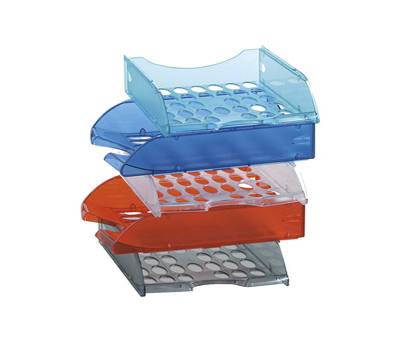 Vaschetta portacorrispondenza forata E040 - 26 x 34,5 x 6,5 cm - blu trasparente - Fellowes - E040TB - 8015687015515 - DMwebShop