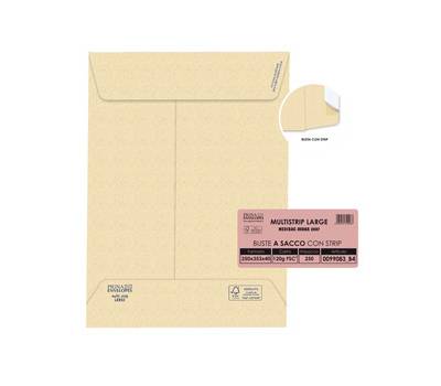 Busta sacco Multi Strip Large - soffietti - strip adesivo - 25 x 35,3 x 4 cm - 120 gr - carta riciclata - conf. 250 pezzi - Pigna 0099083B4 - 8005235320987 - DMwebShop