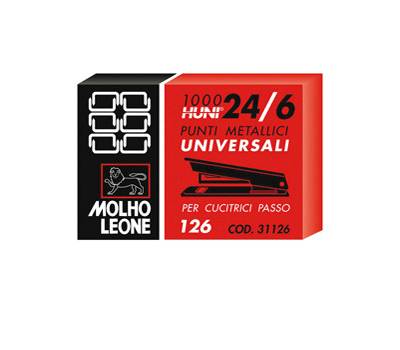 Punti - 126 - 24/6 - metallo - conf. 1000 pezzi - Molho Leone - 31126 - 8002057310264 - DMwebShop