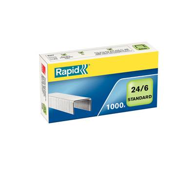 Punti Standard - 24/6 - acciaio zincato metallo - scatola da 1000 pezzi - conf. 20 pezzi - Rapid - 24855600 - 7313468556006 - DMwebShop