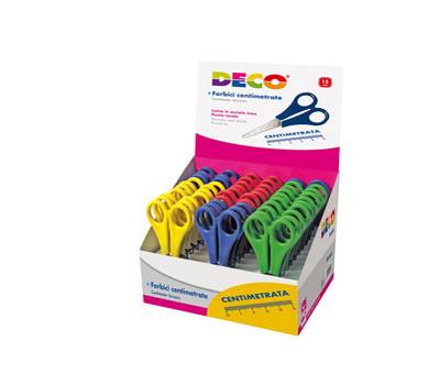 Forbici centimetrate - punta tonda - 13 cm - lama in acciaio inox - colori assortiti - conf. 30 pezzi - Deco - 775 - 8004957009194 - DMwebShop
