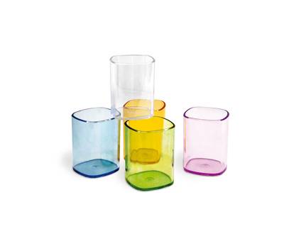 Portapenne a bicchiere - 6,5 x 6,5 x 9,5 cm - trasparente arancio - Arda - TR4111AR - 8003438411174 - DMwebShop