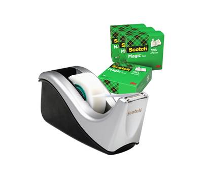 Dispenser C60 per nastri 1,9 cm - 4 rotoli Magic 810 - 1,9 cm x 33 mt - inclusi - nero argento - Scotch - 7100040322 - 4046719106721 - DMwebShop