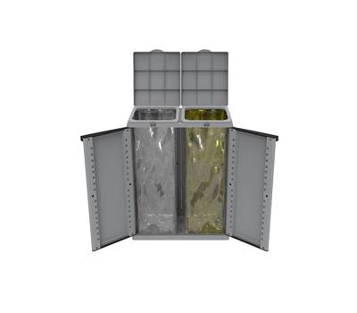 Contenitore EcoCab 2 per raccolta differenziata - 68 x 39 x 88,7 cm - 2 portasacco da 110 lt - ciascuno - grigio-nero - Terry - 1003055 - 8005646030550 - DMwebShop