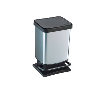 Pattumiera a pedale Paso - 29 x 27 x 46 cm - 20 lt - PPL metallizzato - nero-argento - Rotho - F600051 - 7610859233905 - DMwebShop