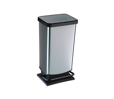 Pattumiera a pedale Paso - 35 x 26 x 68 cm - 40 lt - PPL metallizzato - nero-argento - Rotho - F600060 - 7610859233967 - DMwebShop
