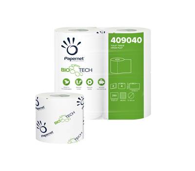 Carta igienica standard Bio Tech - 2 veli - 250 strappi - 15,5 gr - 9,5 cm x 27,5 mt - pacco 4 rotoli - Papernet - 409040 - 8024929490409 - DMwebShop