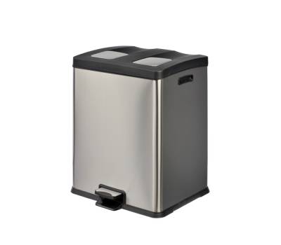 Pattumiera a pedale Multiflux 49,5 × 45,9 × 63,6 cm 2 secchi da 30 lt ciascuno inox Medial 106505 - 8846