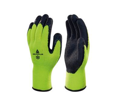 Guanti da lavoro Apollon Winter - acrilico felpato - palmo in schiuma di lattice - taglia 10 - giallo fluo-nero - Deltaplus - VV735JA10 - 3295249178284 - DMwebShop