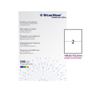 Etichette adesive in carta angoli arrotondati permanenti 199,6 x 143,5 mm - 1766