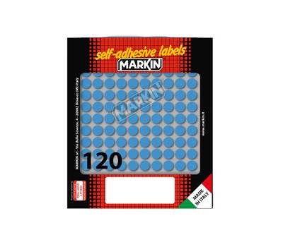 Etichette adesive tonde in carta permanenti diametro 10 mm 120 etichette per foglio 10 fogli blu Markin 10004BL - 4933