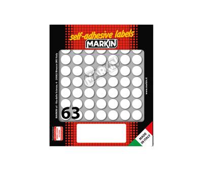 Etichette adesive tonde in carta permanenti diametro 14 mm 63 etichette per foglio 10 fogli bianco Markin 10005 - 4930