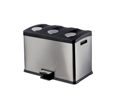 Pattumiera a pedale Multiflux 59,3 x 38,2 x 43 cm 3 secchi da 12 lt ciascuno inox Medial 106500 - 8845