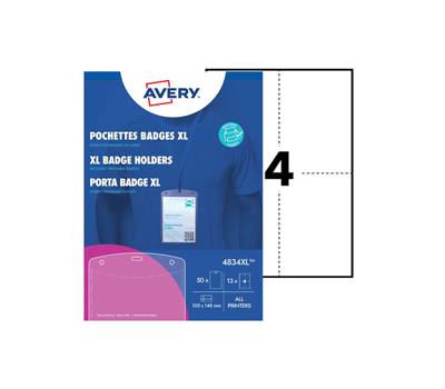 Portabadge A6 - in plastica - laser-inkjet - 105 x 148 mm - Conf. 50 pezzi - Avery - 4834XL - 4004182021873 - DMwebShop