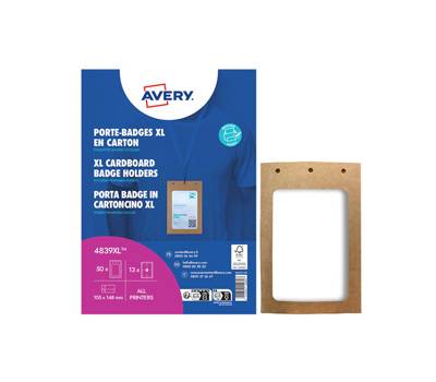 Portabadge A6 - in cartoncino plastificato - laser-inkjet - 105 x 148 mm - Conf. 50 pezzi - Avery - 4839XL - 5014702150807 - DMwebShop