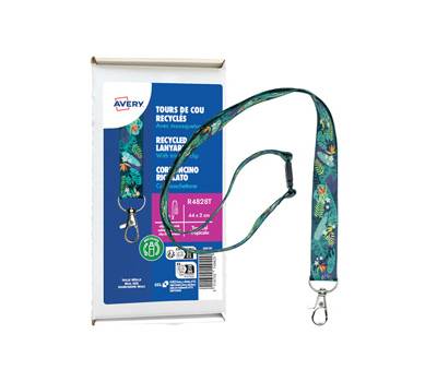 Cordoncino per portabadge - in Rpet - fantasia tropicale - 440 x 20 mm - Conf. 10 pezzi - Avery - R4828T - 5014702149429 - DMwebShop