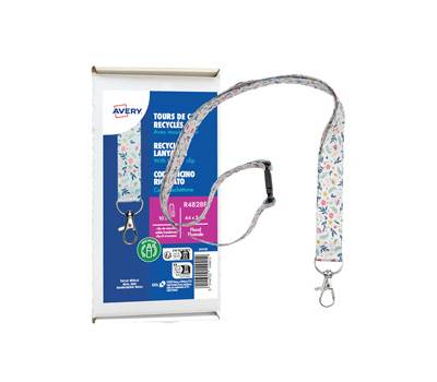 Cordoncino per portabadge - in Rpet - fantasia floreale - 440 x 20 mm - Conf. 10 pezzi - Avery - R4828F - 5014702149412 - DMwebShop