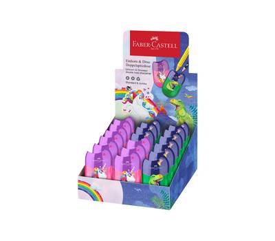 Temperamatite unicorno e dinosauro - con serbatoio - 2 fori - colori assortiti - conf. 18 pezzi - Faber Castell - 183551 - 4005401835516 - DMwebShop