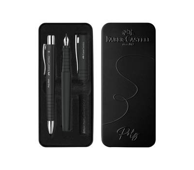 Set stilo B Poly Pen sfera Poly Ball punta 0,7 mm fusto nero Faber Castell - 30504
