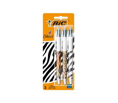 Penna sfera a scatto 4 Colori Animalier - 1 mm - conf. 3 pezzi - 9998501 - 3086123636972 - DMwebShop