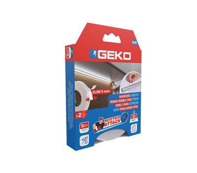 Nastro biadesivo SLIM Mister Attach - 9 mm x 5 mt - bianco - conf. 2 pezzi - Geko - 8200400001 - 8014846534690 - DMwebShop