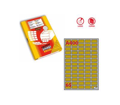 Etichette adesive A-400 - in carta - angoli arrotondati - laser - permanenti - 38,1 x 21,2 mm - 65 etichette per foglio - 100 fogli - oro - Markin - X220LGA400 - 8007047031389 - DMwebShop