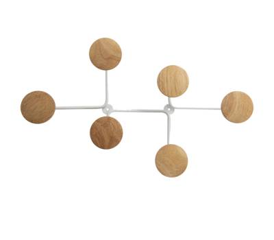 Appendiabiti da muro - 6 posti - 12 x 28 x 7 cm - metallo-legno - bianco - Alba - PMSIXBC - 3129710016228 - DMwebShop
