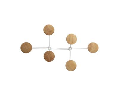 Appendiabiti da muro - 6 posti - 12 x 28 x 7 cm - metallo-legno - bianco - Alba - PMSIXBC - 3129710016228 - DMwebShop