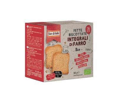 Fette biscottate integrali al farro - 300 gr - conf. 36 pezzi - pacco 12 pezzi - Fior Di Loto - 0036331 - 8016323045583 - DMwebShop