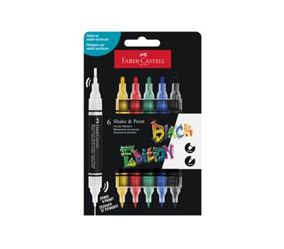 Marcatori Shake Paint colori assoriti basic conf 6 pz Faber Castell 285507 - 1368
