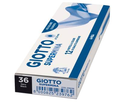 Pastello Supermina - mina 3,8 mm - nero 36 - conf. 12 pezzi - Giotto - 23903600 - 8000825239366 - DMwebShop - 1