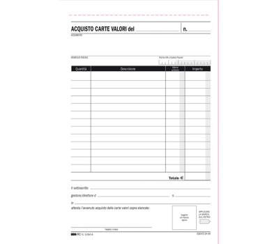 Blocco acquisto valori bollati - 50/50 fogli autoricalcanti - 23 x 15 cm - Edipro - E5784A - 8023328578411 - DMwebShop - 2