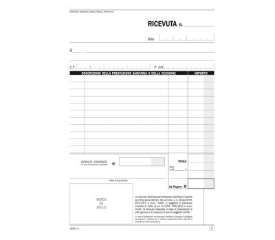 Blocco ricevute sanitarie - 50-2 autoricalcanti - 21,5 x 14,8 cm - DU165470000 - conf. 5 pezzi - Data Ufficio - U165470000 - 8008842585206 - DMwebShop - 1
