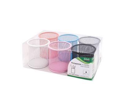 Bicchieri portapenne - rete metallica colorata - 8,5 x 10 cm - conf. 6 pezzi - Lebez - 1226 - 8007509037010 - DMwebShop